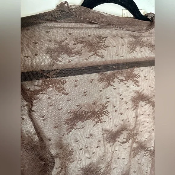 Aerie Sheer Chocolate Lace Blouse - Picture 2 of 3